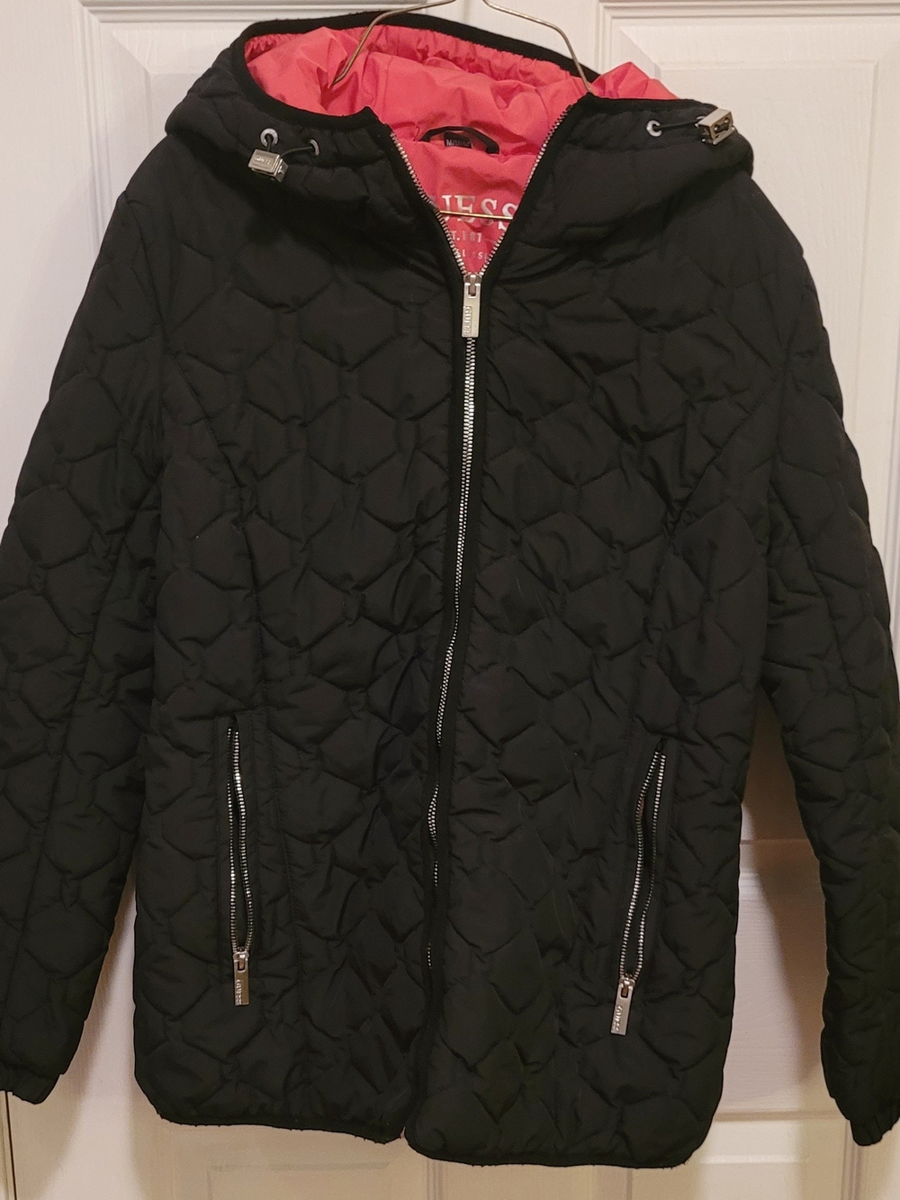 Guess Black Jacket with Silver Logo Patch